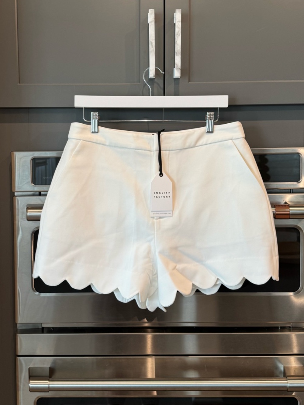 English Factory Scalloped High-Waist Shorts